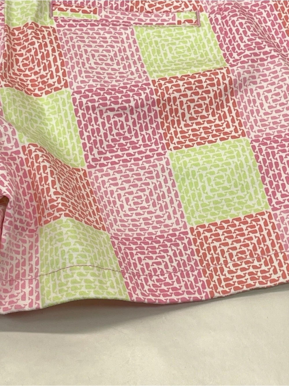 New Vineyard Vines Whale Print Patchwork Chino Shorts Pink Womens Size 2 - Picture 9 of 10